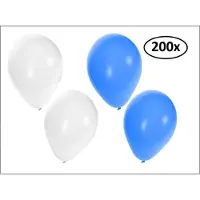 Partyxplosion Helium ballonnen 200x blauw en wit