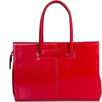 Viabologna Laptoptas Elegante leer - rood