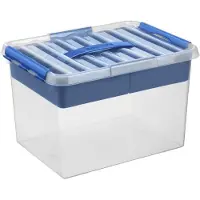 Sunware Q-line opbergbox met inzet 22L - 40x30x26 cm - Transparant/Blauw