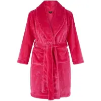 Badrock Roze kinderbadjas - fleece badjas kind - sjaalkraag - - meisjes - maat (XXL) 164-176