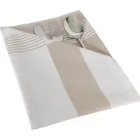 De Witte Lietaer 4 stuks Damast Servet Lineair Wit Taupe