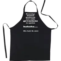 Kariban Mijncadeautje Schort - Gevoelens heb ik niet - opdruk wit - mooie en exclusieve keukenschort - zwart