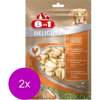 8In1 Delights Kauwknook - Hondensnacks - 2 x Kip 21x12 g 21 stuks Xsmall
