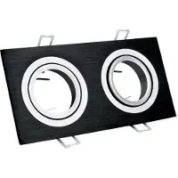 ABC-led Inbouw 2x LED spot GU10 - aluminium - rechthoek armatuur - geborsteld - zwart/zilver