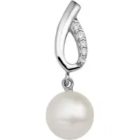 The Jewelry Collection Hanger Parel En Zirkonia - Zilver
