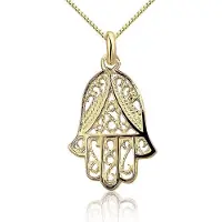 Montebello Ketting Hand van Fatima - 925 Zilver Verguld - 15x25mm - 45cm