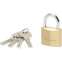 Masterlock 40mm thick solid brass body - 22mm hardened steel shackle, 6mm diam. - - 2940EURD