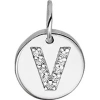 Trendjuwelier huiscollectie Bedel Letter V Zirkonia Zilver