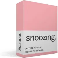 Snoozing - Topper - Hoeslaken - 160x220 Cm - Percale Katoen - Roze