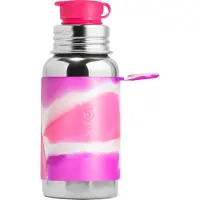 Pura Sportfles 550 ml - Drinkfles - Bidon - Plasticvrij - Roest Niet - Vaatwasserbestendig - Inclusief Sportsleeve en Sportdop - Top is Verwisselbaar - Veelzijdig - Roze Swirl