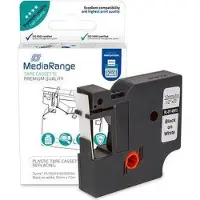 MediaRange Plastic tape cassette, for label printers using Dymo D1/45013/S0720530, permanent adhesive, 12mm, 7m, laminated, blac - 2 stuks