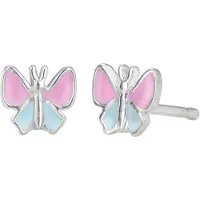 Traveller Oorbellen - Meisje - Vlinder Roze & Blauw - Zilver 925 - 6 x 6 mm - Fluture - 545217
