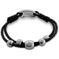 Montebello Armband Akasha - Dames - 316L Staal - Leer - Bedels - 20 cm
