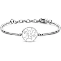 CO88 Collection Collection Inspirational 8CB 90392 Stalen Armband met Hanger - Sterren 17 mm - One-size - Zilverkleurig