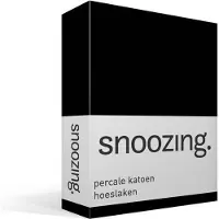 Snoozing - Hoeslaken -160x220 - Percale Katoen - Zwart