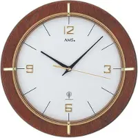 AMS W9432 – Wandklok, Quartz – Glas – Hout – Messing – Ø29 cm – Walnoot