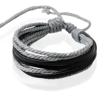 Montebello Armband Senecio Grey - Leer - Touw - Verstelbaar