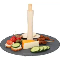 Alpina Serveerschaal voor hapjes/amuses - rond - 30x30cm - met ca 100 bamboe cocktailprikkers