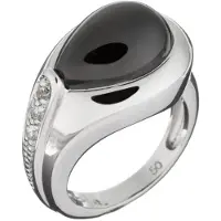Orphelia ZR-3624/50 Zilver Ring Black Zirconium Pear Cab