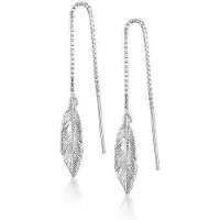 Montebello Oorbellen Daboecia - Dames - Zilver - Gerhodineerd - Veer - 60 mm