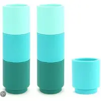 Cookut Moji Waxinelichthouders - Siliconen - Stapelbaar - Met Modulair systeem - Turquoise - Set van 7 stuks