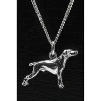 MOOYE ® - Collectie Zilveren Weimaraner korthaar ketting hanger - groot