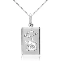 Montebello Ketting Stier - Unisex - Zilver Gerhodineerd - Horoscoop - 12 x 25 mm - 45 cm