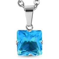 Montebello Ketting Avira Blue - Dames - 316L Staal PVC - Zirkonia - 8 mm - 45 cm