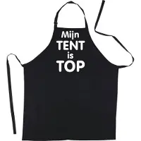 Kariban Mijncadeautje Schort -Mijn tent is top - Mooie - grappige - leuke Keukenschort - Zwart