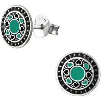 Montebello Oorbellen Berru Green - 925 Zilver E-Coating - ∅8mm