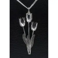 MOOYE ® - Collectie Zilveren Tulpen ketting hanger - trio
