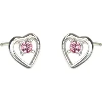 Traveller Oorbellen - Meisje - Jeugd - Hart - Roze - Zilver 925 - Kristal - Preciosa Crystals - 7 x 6 mm - Dushi - 545229
