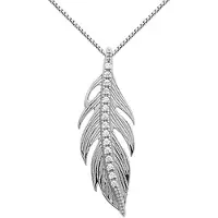 Montebello Ketting Klarbi - 925 Zilver Gerhodineerd - Veer - 25x9mm - 45cm
