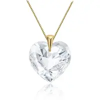 Montebello Ketting Posidonia - 925 Zilver Verguld - Swarovski Hart - Ø18mm - 45cm
