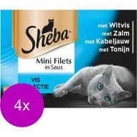 Sheba Multipack Mini Filets Saus - Kattenvoer - 4 x Vis 12x85 g