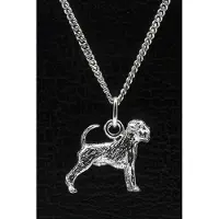 MOOYE ® - Collectie Zilveren Belgisch smoushondje met staart ketting hanger - groot
