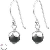 Montebello Oorbellen Caera Grey - 925 Zilver - Swarovski Parel - ∅6mm - 21mm