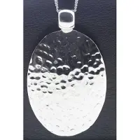 MOOYE ® - Collectie Zilveren Ovaal gehamerd XL ketting hanger