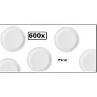 Themaparty 500x Kartonnen borden wit 1 vaks 23cm - carnaval diner eten festival gebak bbq thema feest