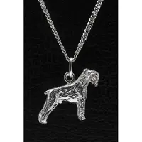 MOOYE ® - Collectie Zilveren Schnauzer dwerg oren ongecoupeerd ketting hanger - groot