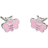 Traveller Oorbellen - Meisje - Vlinder - Roze - Zilver 925 - 7 x 5 mm - Lolo - 545224