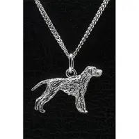 MOOYE ® - Collectie Zilveren Duitse staander draadhaar met staart ketting hanger - groot