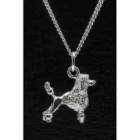 MOOYE ® - Collectie Zilveren Koningspoedel met staart ketting hanger - groot