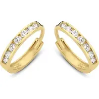 New Bling 9NBG-0056 - Gouden oorringen - 14 Karaat - Met Zirkonia - 12mm - Geel Goud
