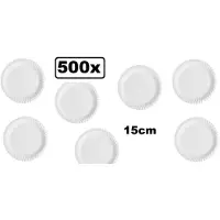 Themaparty 500x Kartonnen borden wit 1 vaks 15cm