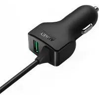 Aukey CC-Y4 USB C Autolader 27 W Dual Ports Autolader voor Samsung Galaxy S8 / S8 + / Note 8, Nexus 5X / 6, LG G5 / G6, Google Pixel, iPhone X / 8 Plus