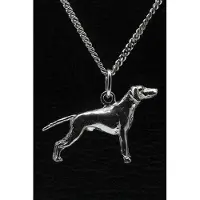 MOOYE ® - Collectie Zilveren Weimaraner korthaar met staart ketting hanger - groot