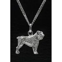 MOOYE ® - Collectie Zilveren Bouvier ketting hanger - oren ongecoupeerd - groot