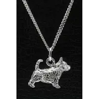 MOOYE ® - Collectie Zilveren Norwich terrier met staart ketting hanger - groot
