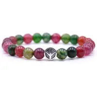 Rhylane Mala Armband Van Natuursteen - Groen Roze Steen – Peace Symbool – 19 cm -